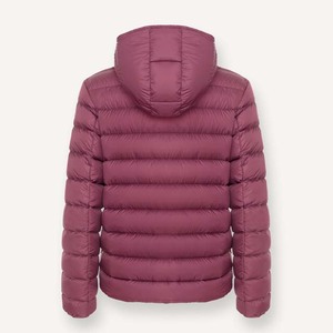 Blouson matelassé à capuche bordeaux uni pour homme, coupe-vent, col montant, fermeture éclair, prix abordable, style urbain, OEM/ODM - Product Image 5