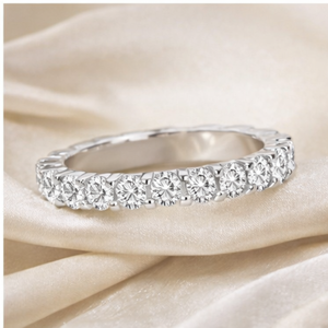 Anillo de Boda Unisex Clásico SHRAMAN DIAMOND Personalizado en Oro Blanco Sólido de 10K con Engaste Pavé de Diamantes Naturales y Baño de Rodio de Lujo - Product Image 4