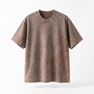 Washed <b>Vintage</b> Men T Shirt Oversized Knitted 100% Cotton O Neck Short Sleeve Plus Size Casual <b>Tee</b> Custom Print Front - Product Image 1