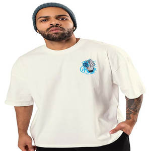 Vente en gros de t-shirts à impression bouffante 3D personnalisés de haute qualité, lavés à l'acide vintage, vieux t-shirt surdimensionné pour hommes à épaules dénudées - Product Image 1