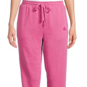 Pantalones deportivos de forro polar morado para mujer con cintura con cordón y logotipo en la pierna derecha, informales, de longitud completa, para otoño - Product Image 5