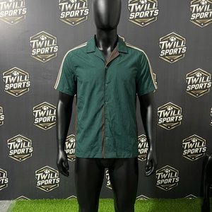 Custom Mens Dark Green <b>Bowling</b> Shirt Vintage Camp Collar Short Sleeve Shirt with Sleeve Stripes Casual Retro Button Up Shirt - Product Image 4