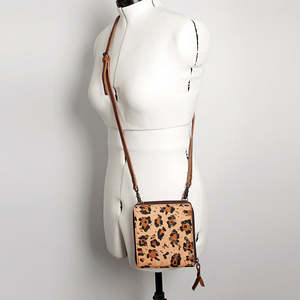 Sac bandoulière en cuir véritable à imprimé léopard pour femme, petit sac messager à fermeture éclair tendance - Product Image 3