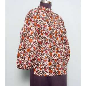 Blusa de Algodón de Manga Corta con Estampado Floral Dulce y Casual para Mujer, con Cierre de Botones, Top Ecológico de Verano - Product Image 4