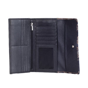 Cartera de piel auténtica acolchada con estampado de serpiente de diseñador, monedero tipo clutch para mujer con bloqueo RFID, tarjetero y cremallera para muñeca. - Product Image 3