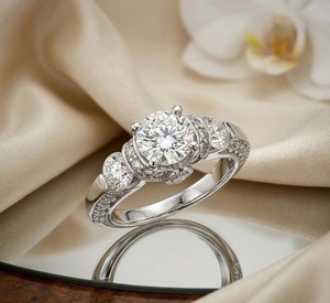 Anillo de Compromiso de Moissanita con Corte Brillante Redondo para Mujer, Oro Sólido de 18K con Baño de Rodio, Engaste de Garras, Estilo Clásico, Ideal para Regalo - Product Image 1