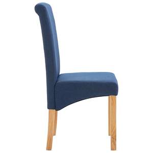 Juego de 4 Sillas de Comedor de Tela Azul y Madera, Diseño Ergonómico Mediano - Product Image 5