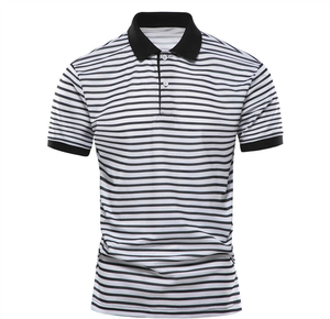 OEM Service Brand New Spring Summer Season Short Sleeve <b>Golf</b> T Shirts Black and <b>White</b> Stripes Men's Casual <b>Polo</b> Sports Tee Shirt - Product Image 1