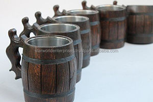 Taza rústica de madera de Acacia antigua, vasos de madera Natural ecológicos para fiestas o senderismo, copa de vino de cerveza de madera de Acacia hecha a mano - Product Image 2