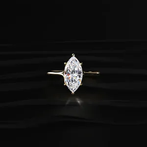 Anillo de compromiso solitario con diamante marquesa de 2 quilates y piedra mística, con certificado IGI de claridad VVS-VS, compra directamente del proveedor. - Product Image 1
