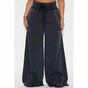 Pantalones Deportivos Extra Grandes de Felpa de Algodón Grueso de Estilo Vintage de Alta Calidad para Mujer, Pantalones de Algodón Lisos Teñidos para Invierno - Product Image 3