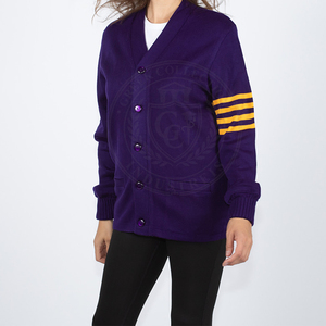 Fraternity Sorority Purple Men's women's Sweater <b>Acrylic</b> Knitted Cardigan Yellow Stripes Embroidery Greek <b>letter</b> All Season Wear - Product Image 2
