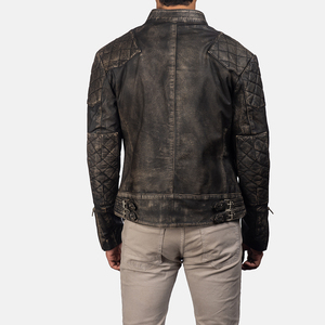 Veste en cuir marron vieilli pour hommes, de haute qualité, nouveau style avec col à capuche et décoration en fourrure - Product Image 2