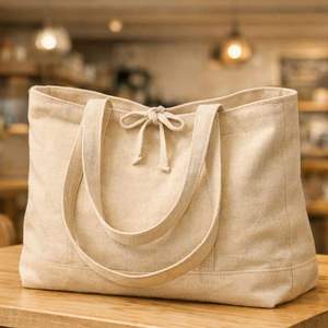 Cotton <b>Canvas</b> Tote Bag Embossed 80g <b>Large</b> Capacity Shoulder Handbag Drawstring Detail for Shopping Travel Daily Use - Product Image 3