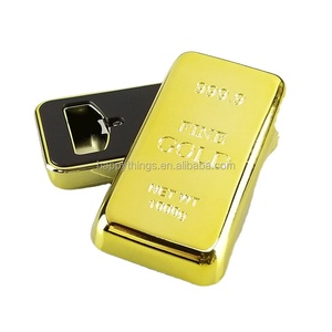 Wholesale Gold Decor Gold Bullion <b>Bar</b> Shape Plastic <b>Bottle</b> <b>Opener</b> Magnet - Product Image 1