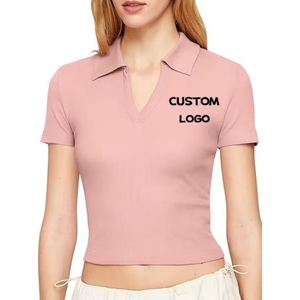 เสื้อโปโลครอปผู้หญิง PUFFIN SPORTS OEM สกรีนโลโก้ได้ตามสั่ง ทรงเข้ารูป แขนสั้น ผ้าถัก สีพื้น เรียบง่าย สวมใส่สบาย เหมาะสำหรับฤดูใบไม้ผลิและฤดูร้อน - Product Image 1