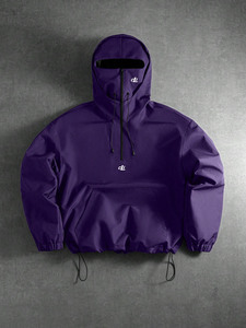 Veste coupe-vent anorak pour homme avec cagoule intégrée, personnalisable avec logo, imperméable, demi-zip, en nylon, à capuche, vente en gros - Product Image 3