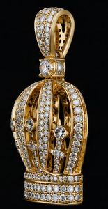 Collier pendentif couronne plaqué or argenté avec perle d'eau douce et chaîne à maillons en diamant taille brillant, bijoux pour homme pour anniversaire - Product Image 3