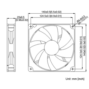 Ventilador Axial de Alta Temperatura SYM BANG D14025-FF, 140x140x25mm, 12V, Rodamiento de Bolas Eléctrico, 3500 RPM, Ventilador de Refrigeración Industrial OEM - Product Image 4