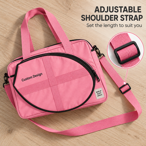 Sac de raquette de squash personnalisé avec fermeture éclair incurvée sur le devant, compartiment de rangement, bandoulière amovible et doubles poignées robustes pour clubs - Product Image 5