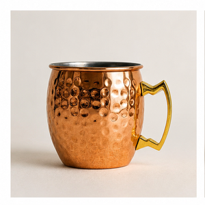 Handcrafted Hammered Copper Moscow Mule Mug with Golden Handle Beer Mug for Bar <b>Accessories</b> Modern Vintage <b>Drinkware</b> - Product Image 1