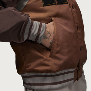 Men's Satin Bomber Jacket | Custom Size & Logo Windproof Winter Jacket | <b>Brown</b> Pattern Silky Streetwear OEM Wholesale - Product Image 6