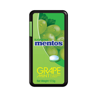 Bonbons à mâcher Mentos sans sucre, saveur menthe et raisin, 17,5 g, carton de 12 paquets