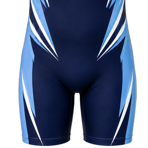 Combinaison de lutte sublimée bleu roi et blanc pour hommes, design numérique, en polyester, tenue de compétition et d'entraînement - Product Image 6