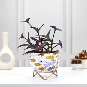 Florero de hierro con acabado esmaltado y estampado dorado duradero moderno, soporte cruzado de alambre de Latón para Decoración de hogar, oficina o boda - Product Image 3