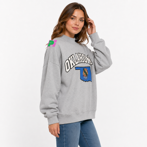 เสื้อสเวตเชิ้ตคอเต่าแบบมีลายปักตัวอักษรและแผนที่ OKLAHOMA เสื้อสเวตเชิ้ตคอเต่าแบบสั่งทำพิเศษ เสื้อสเวตเชิ้ตคอเต่าทรงโอเวอร์ไซส์ - Product Image 4