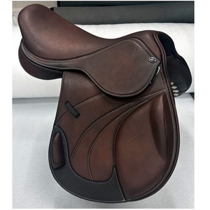 Silla de montar inglesa de cuero marrón para doma clásica, silla de montar de contacto cercano, silla de montar de estilo inglés para caballo - Product Image 1