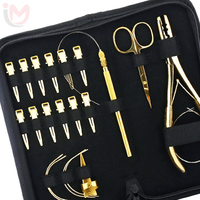 Kit d'outils pour extensions capillaires en acier inoxydable à maintien robuste, comprenant des pinces étanches, des ciseaux, un outil à boucles et un ensemble de retrait de micro-anneaux