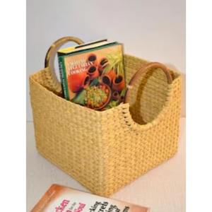 Cesta de Almacenamiento Cuadrada Hecha a Mano con Asas Redondas de Madera, Perfecta para Libros, Revistas, Periódicos y Archivos de Oficina - Product Image 1