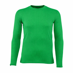เสื้อแขนยาวคอวีผู้ชายสีเขียว ผ้าวาฟเฟิล เนื้อผ้าระบายอากาศ แห้งเร็ว เหมาะสำหรับออกกำลังกาย ฟิตเนส ใส่ได้ในฤดูใบไม้ร่วง ผลิตจากผ้าฝ้ายผสม - Product Image 1