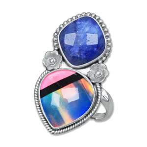 แหวนโอปอลออโรร่าประดับพลอยหลากสี งานแฮนด์เมดสุดประณีต สำหรับผู้หญิง แหวนเงินแท้ 925 สไตล์โบฮีเมียน เหมาะสำหรับเป็นของขวัญ - Product Image 3