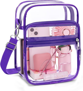 <b>Clear</b> Crossbody <b>Bag</b> with Adjustable Shoulder Strap, Stadium Approved PVC <b>Clear</b> Purse <b>Bag</b> <b>Clear</b> Messenger <b>Bag</b> Wholesale Price - Product Image 1
