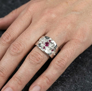 Handmade Solid Vintage 925 Sterling Silver Christian <b>Men's</b> Signet <b>Ring</b> <b>Ruby</b> Cubic Zirconia Gemstones Engagement Everyday Wear - Product Image 5