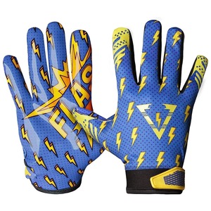 Blue Lightning Pattern Batting Gloves Durable Knit Fabric <b>Hook</b> And Loop Closure Unisex Adult Training Gloves - Product Image 1