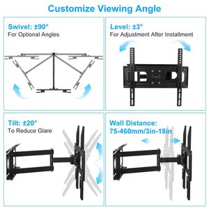 Supporto TV da Parete Articolato Full Motion, Girevole e Inclinabile, VESA 400x400mm, Supporta TV fino a 55 Pollici, Carico Massimo 45 kg, Supporti e Carrelli per TV - Product Image 6