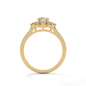 Gold Plated 925 Sterling <b>Silver</b> FlowerRing Round Center Stone Prong <b>Set</b> Wedding Engagement Jewelry for Women - Product Image 2
