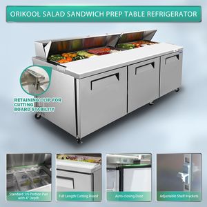 Orikool 72 Attrezzatura di Refrigerazione Commerciale per Cucina, Tavolo Preparazione Sandwich e Insalate, Banco da Macellaio con Coperchio Protettivo, Refrigerato - Product Image 4