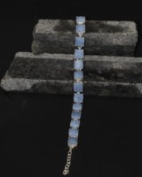 Bracelet à breloques en opalite bleue et perles d'eau douce, en argent sterling 925 plaqué or rose, fait main, tendance, pour femme, idéal pour les fêtes et mariages