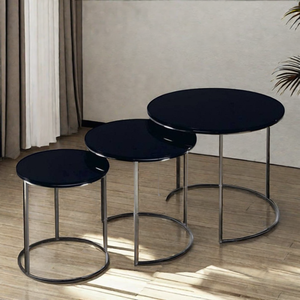 Modern Stainless Steel Legs Nesting <b>Coffee</b> <b>Table</b> <b>Set</b> <b>Marble</b> Top Kitchen Entryway 3 Semi-Circular Narrow Living Room Furniture - Product Image 3