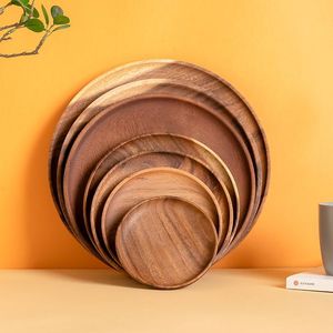 Plateaux ronds en bois naturel faits à la main, sur mesure, modernes, pour servir la nourriture à la maison, à l'hôtel, au restaurant - Product Image 3