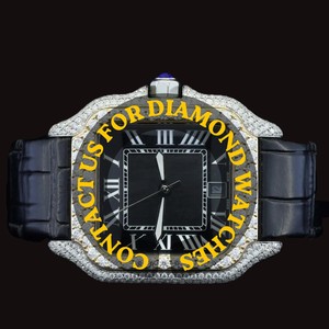 Montre de mode en quartz moissanite de qualité supérieure pour homme et femme, cadran carré avec chiffres romains, verre, prix abordable - Product Image 3