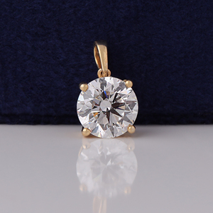 Pendentif solitaire en diamant de laboratoire rond de 2,00 carats, or massif 14 carats avec chaîne, cadeau idéal - Product Image 1