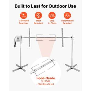 Kit de rôtissoire électrique AC120V, hauteur réglable sur 8 niveaux, capacité de charge de 132 lb, moteur 38W, acier inoxydable, grillade automatique pour - Product Image 6