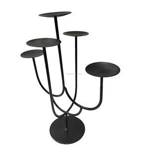 Bougeoirs à cinq bras en métal lot de 2 pièces chandeliers de mariage en fer forgé noir - Product Image 3