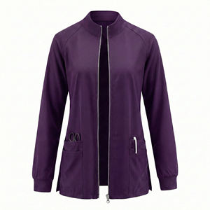 Blouse médicale personnalisable à fermeture éclair intégrale, sans col, manches longues, prix de gros, directement de l'usine - Product Image 6