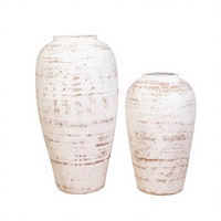 Nouvelle Arrivée Vase de Sol Art Déco Post-moderne Blanc et Marron en Céramique et Terre Cuite, Fait Main, pour Entrée, Bureau, Décoration Intérieure et Mariage